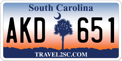 SC license plate AKD651