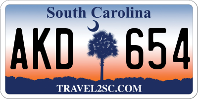 SC license plate AKD654