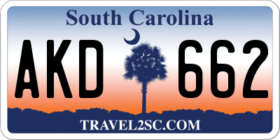 SC license plate AKD662