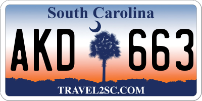 SC license plate AKD663