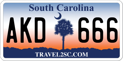 SC license plate AKD666