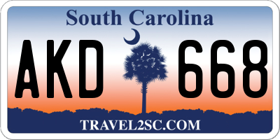 SC license plate AKD668