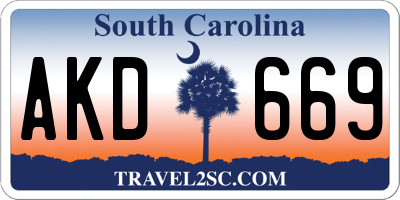 SC license plate AKD669