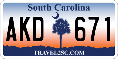 SC license plate AKD671