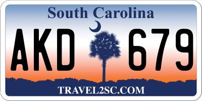 SC license plate AKD679