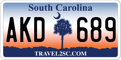 SC license plate AKD689