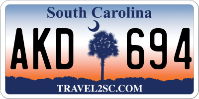 SC license plate AKD694