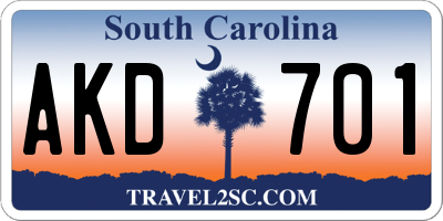 SC license plate AKD701