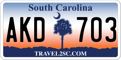 SC license plate AKD703