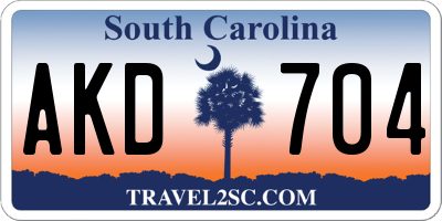SC license plate AKD704