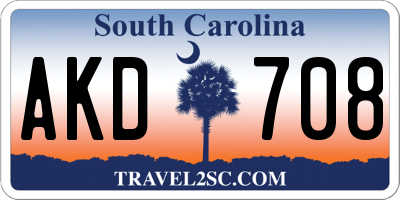 SC license plate AKD708
