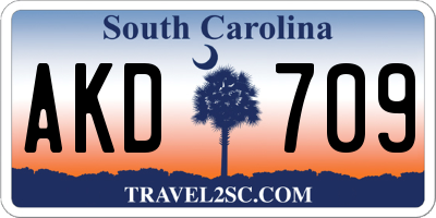 SC license plate AKD709