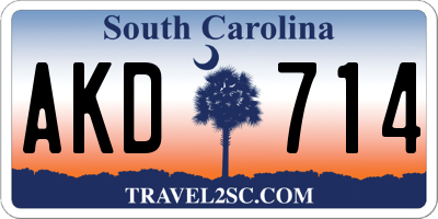 SC license plate AKD714