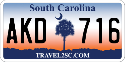 SC license plate AKD716