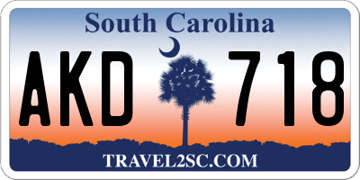 SC license plate AKD718