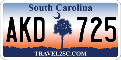 SC license plate AKD725