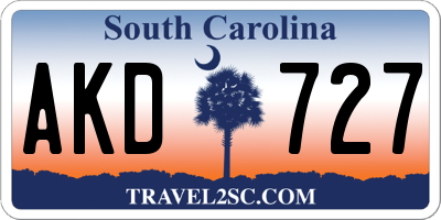 SC license plate AKD727