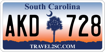 SC license plate AKD728