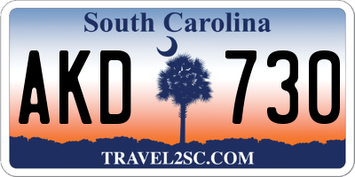 SC license plate AKD730