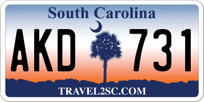SC license plate AKD731