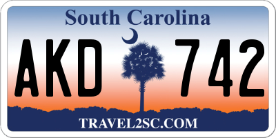 SC license plate AKD742