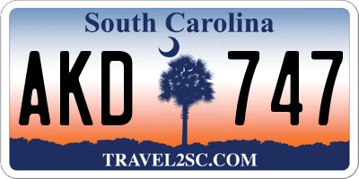 SC license plate AKD747