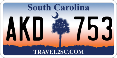SC license plate AKD753