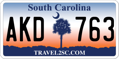 SC license plate AKD763