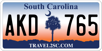 SC license plate AKD765