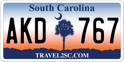 SC license plate AKD767