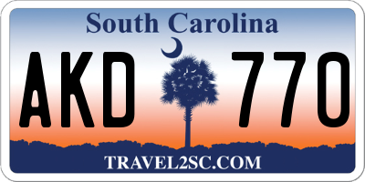 SC license plate AKD770