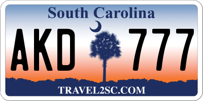 SC license plate AKD777