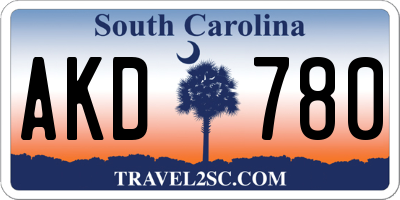 SC license plate AKD780