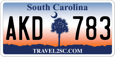 SC license plate AKD783