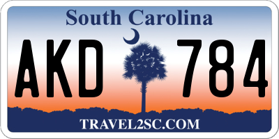 SC license plate AKD784