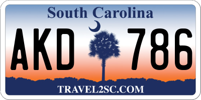 SC license plate AKD786