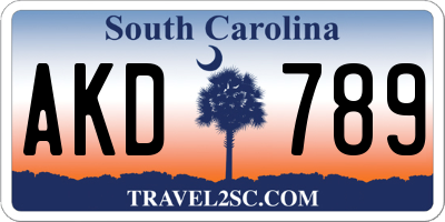 SC license plate AKD789
