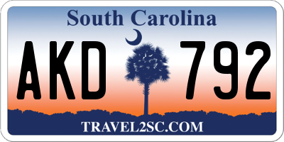 SC license plate AKD792
