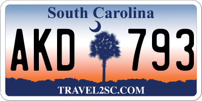 SC license plate AKD793