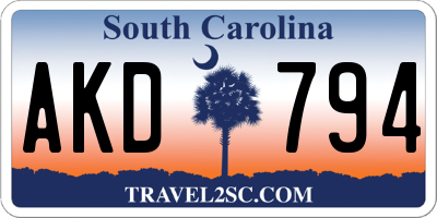 SC license plate AKD794