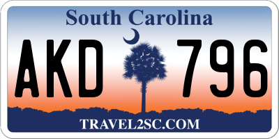 SC license plate AKD796