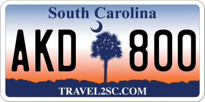 SC license plate AKD800