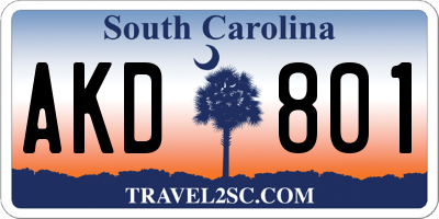 SC license plate AKD801
