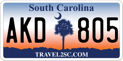 SC license plate AKD805