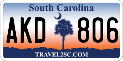 SC license plate AKD806