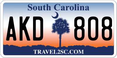 SC license plate AKD808