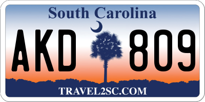 SC license plate AKD809