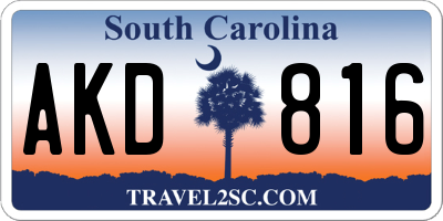 SC license plate AKD816