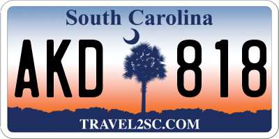 SC license plate AKD818