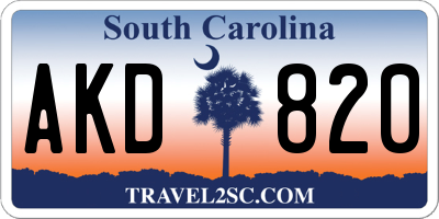 SC license plate AKD820